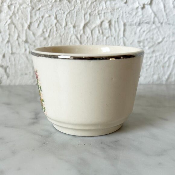 Vintage Harker Custard Cup Petit Point Cross Stitch Pattern Hotoven Floral - Picture 5 of 9